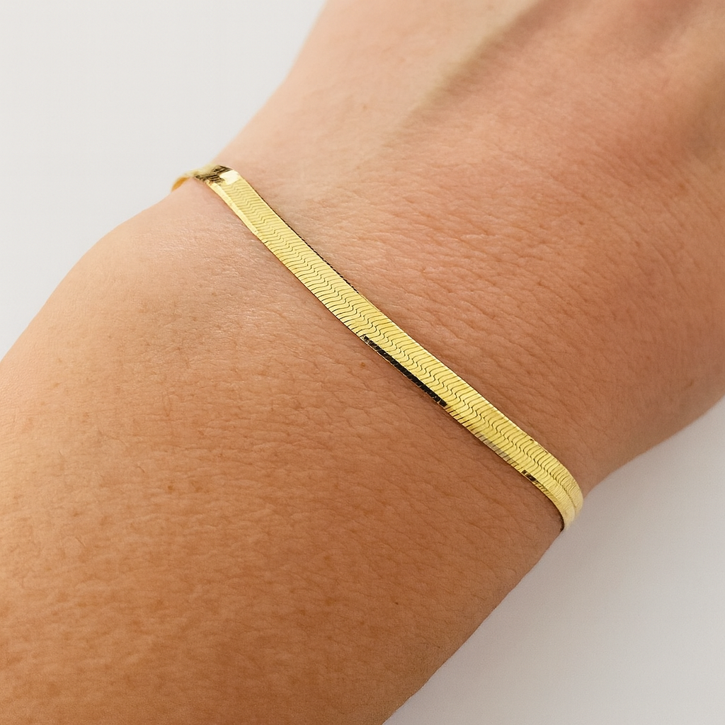 Brățară Model Șarpe din Argint 925 Placată cu Aur de 14K, Lungime 19 cm