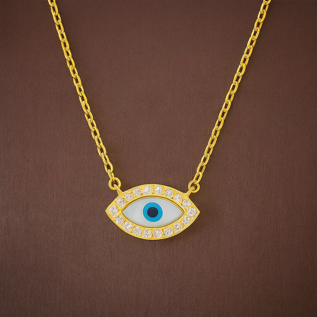 Colier Ochiul Norocului din Argint 925 Placat cu Aur 14K