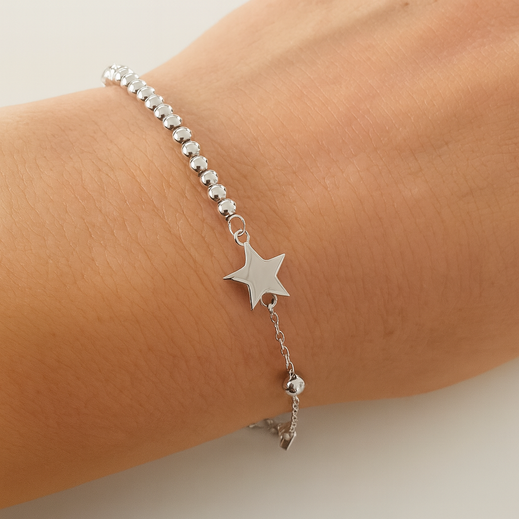 Brățară Stele din Argint 925 Rodiat, Model Elegant, Lungime Ajustabilă