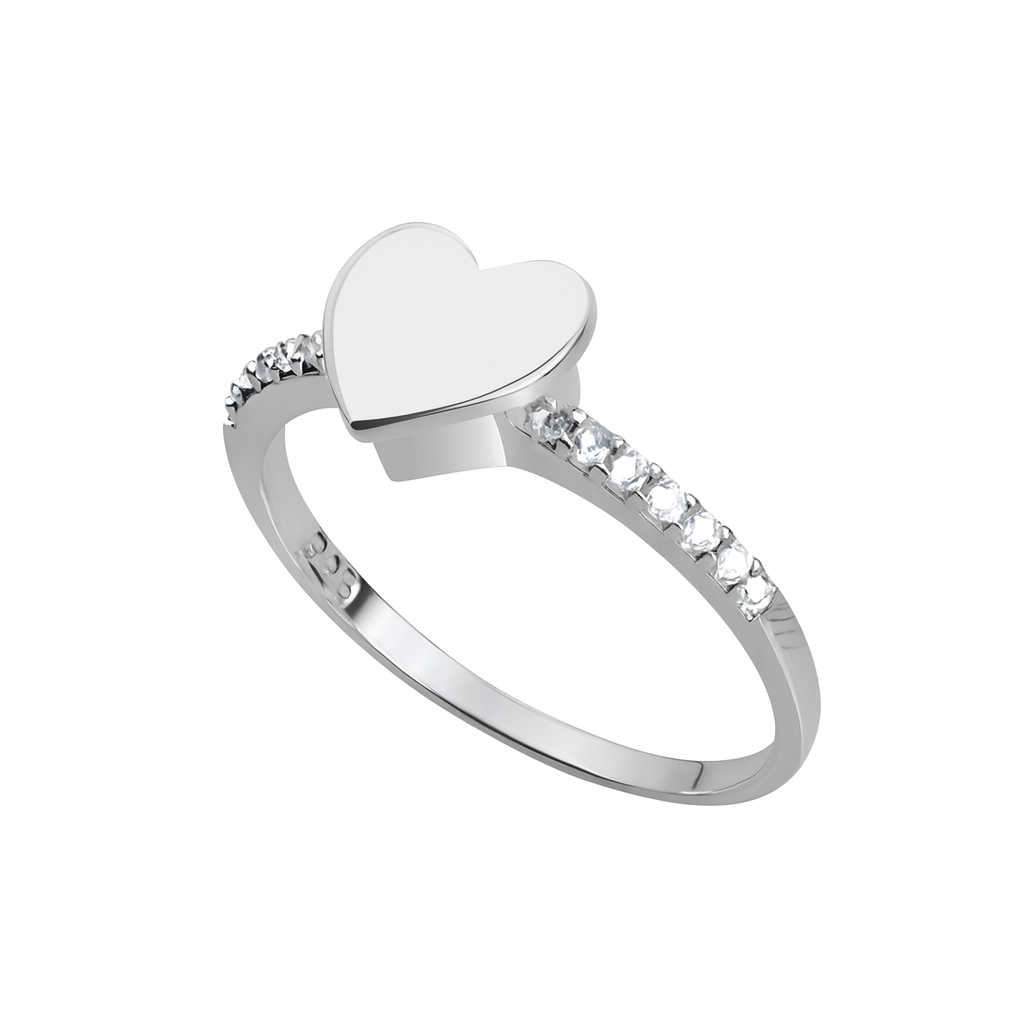 Inel de damă din argint 925 rodiat cu inimă, Marime 22, elegant și rafinat