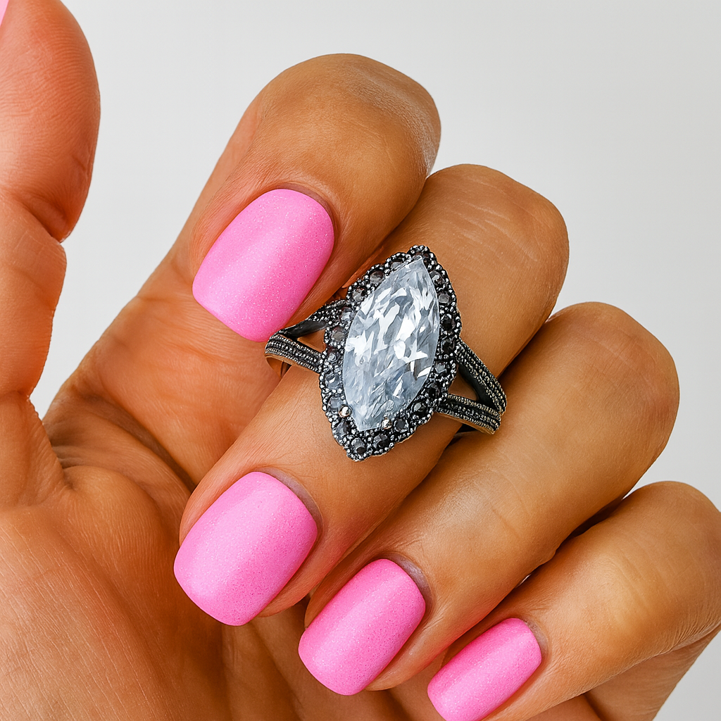 Inel din Argint 925 Green Marcasite Charm cu Piatra Verde Marquise marimea 22