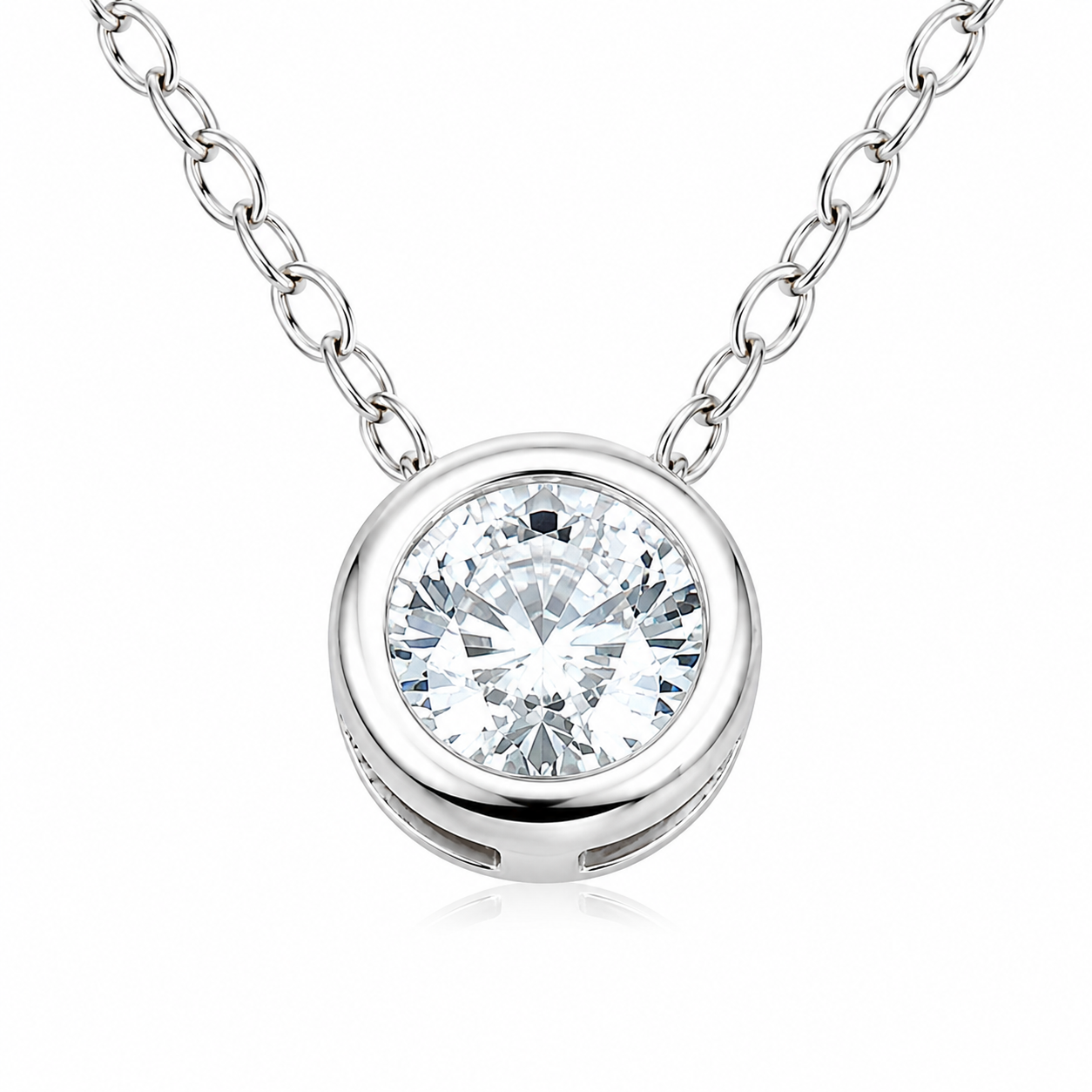 Colier Argint 925 cu Pandantiv Zirconiu 6 mm – Lant Fin Ajustabil 40+4 cm – Bijuterie Minimalista Eleganta.C235