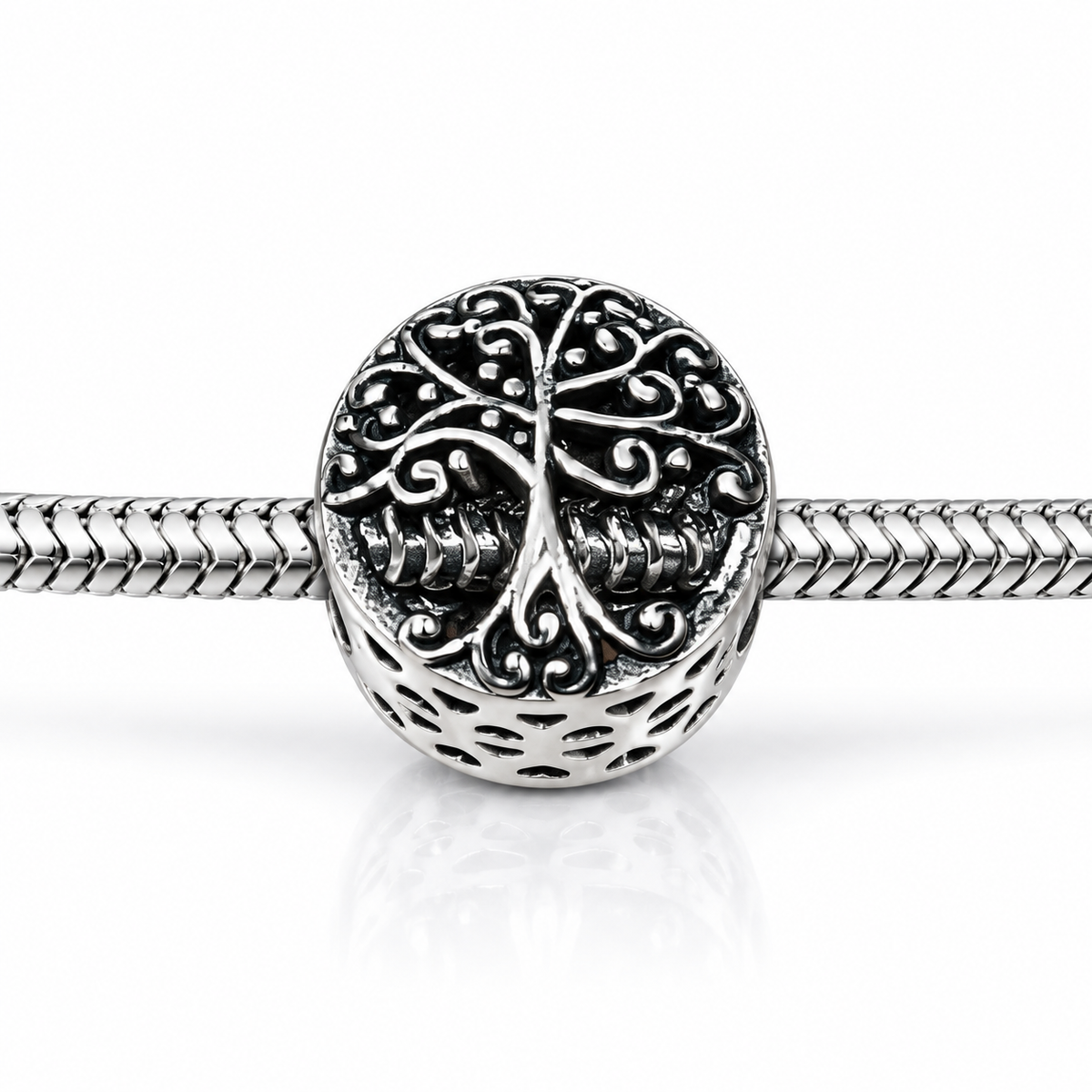 Charm Arborele Vieții din Argint 925 Oxidat – Rădăcini și Armonie, Compatibil Pandora, 12 mm. T247