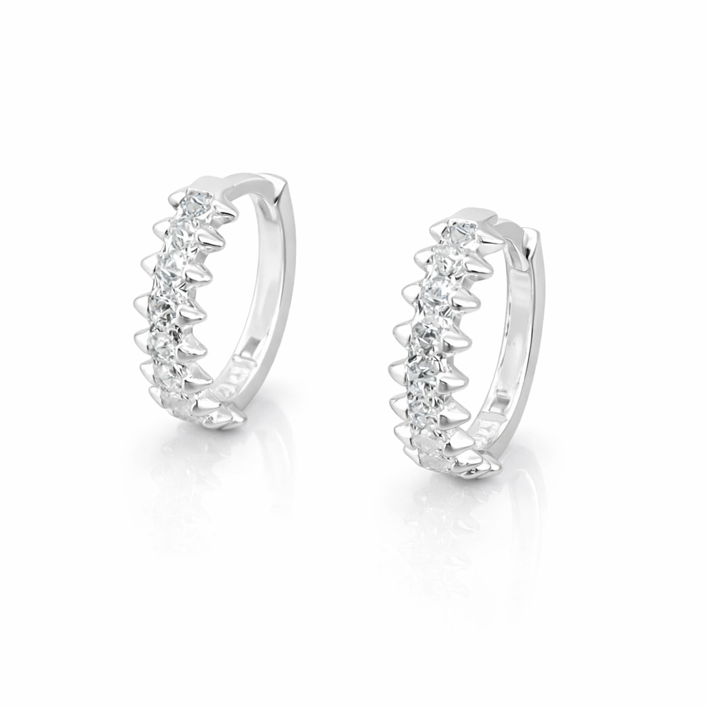 Cercei Argint 925 cu Zirconii Strălucitoare, Tip Huggie, Diametru 14 mm – Eleganță Modernă, Cadou Premium. CD524