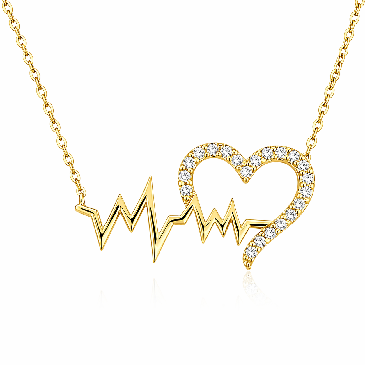 Colier heartbeat argint 925 placat cu aur 14k cu zirconii