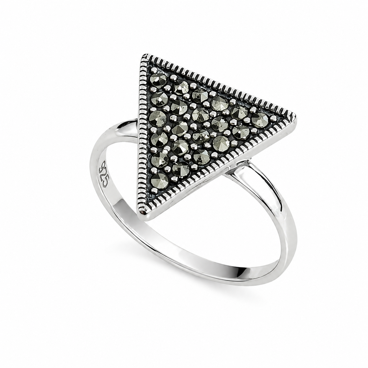 Inel din Argint 925 cu Marcasite Naturale „Triunghiul Destinului” – Model Vintage Elegant,. ID566