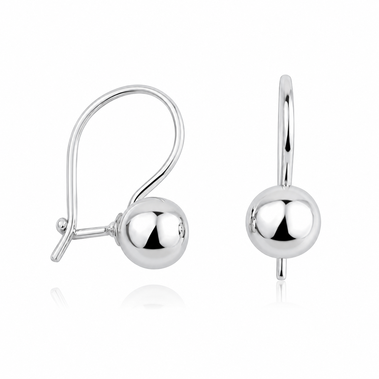 Cercei din Argint 925 „Luna Éclat” – Eleganță Minimalistă cu Bilă Lucioasă. CD598