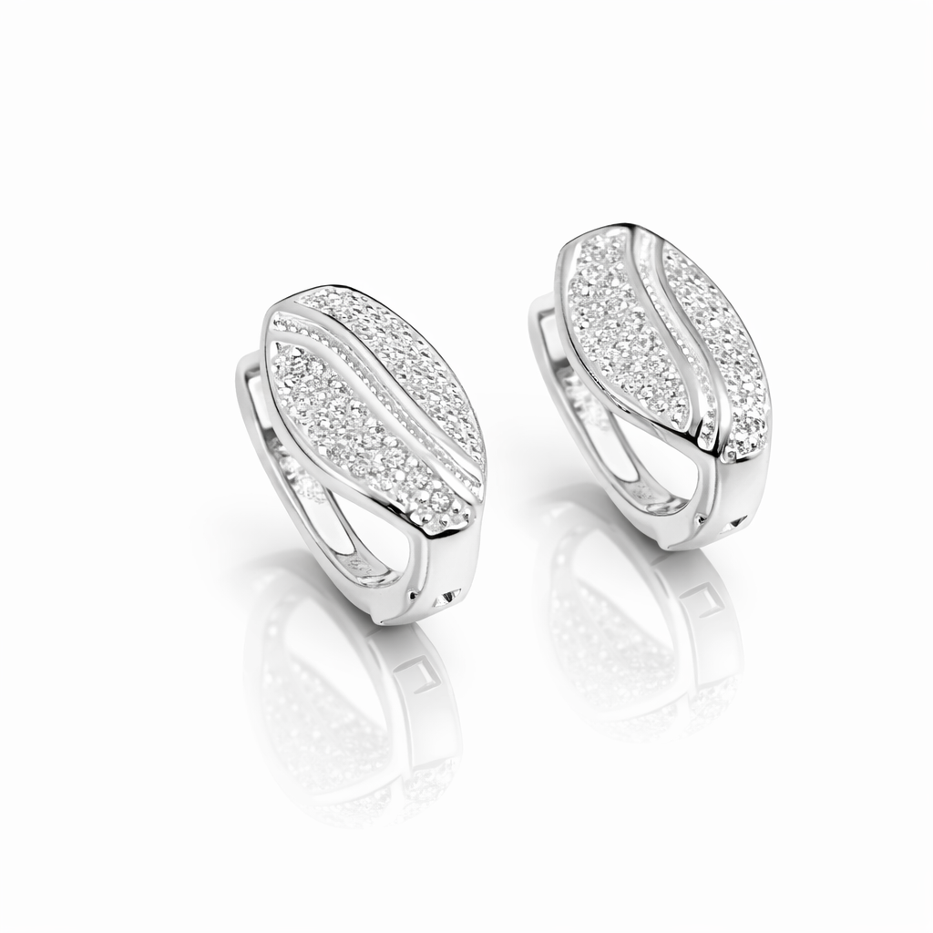 Cercei din Argint 925 „Frunza Imperială” cu Zirconii – Design Elegant, Tortiță Sigură. CD535