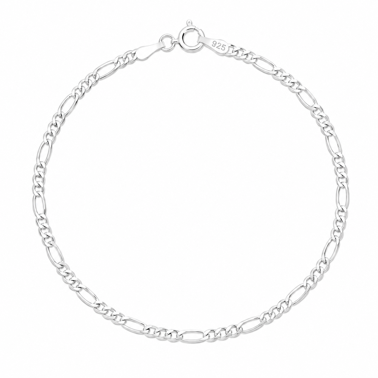 Brățară Figaro din Argint 825 pentru Damă și Bărbat, 18 cm, 2 mm, Elegantă și Versatilă. BB56