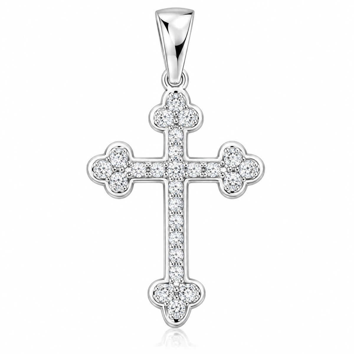 Pandantiv Cruce Lumina Credinței din Argint 925 cu Pietre Strălucitoare – 25 × 18 mm. P84