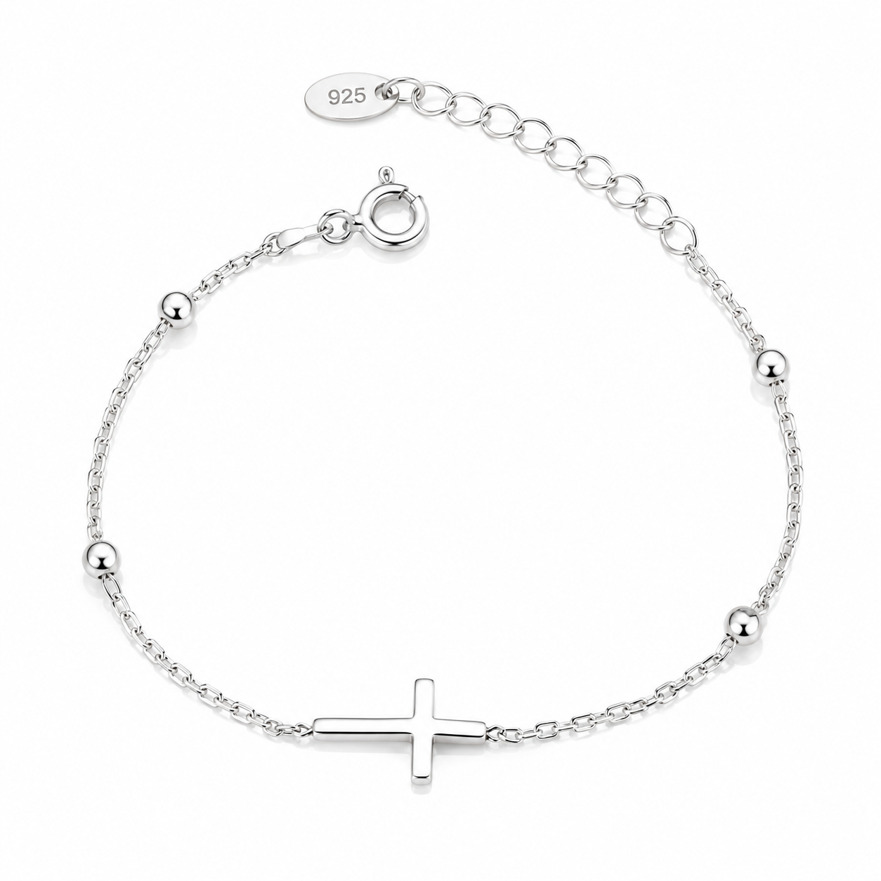 Brățară Argint 925 cu Cruce Minimalistă, Reglabilă 15+3 cm – Simbol Credință și Protecție | InfinityBijoux. BD437
