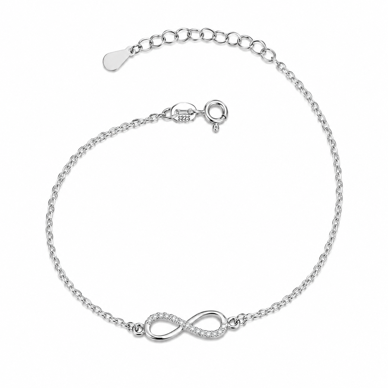 Brățară Infinity din Argint 925 Rodiat cu Zirconii – Simbolul Iubirii Infinite și al Eleganței Fine. BD435