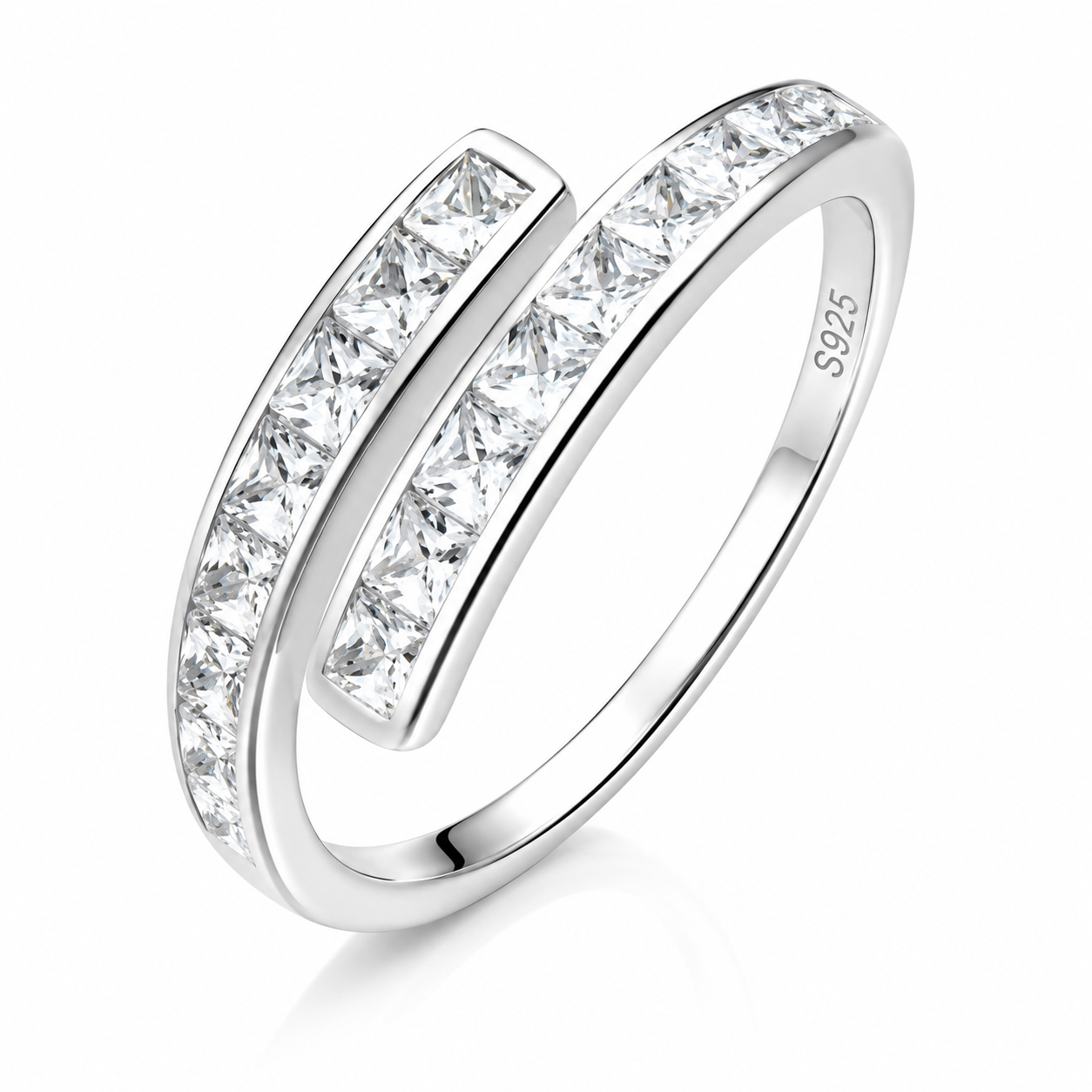 Inel din Argint 925 Rodiat Reglabil „Armonia Eternă” cu Zirconii Princess. ID525