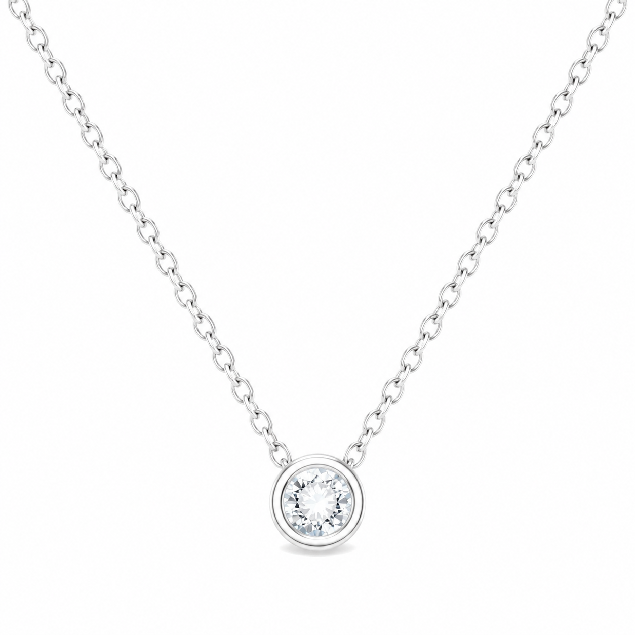 Colier Argint 925 cu Pandantiv Zirconiu 6 mm – Lant Fin Ajustabil 40+4 cm – Bijuterie Minimalista Eleganta.C235