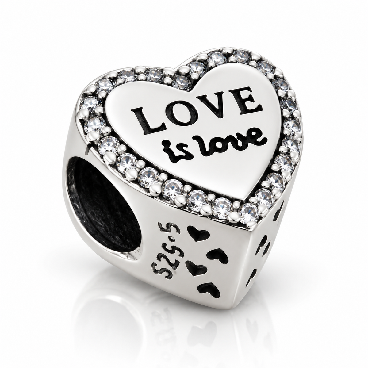 Charm inimă „Amour Libre” din argint 925, Love Is Love, compatibil Pandora. T248