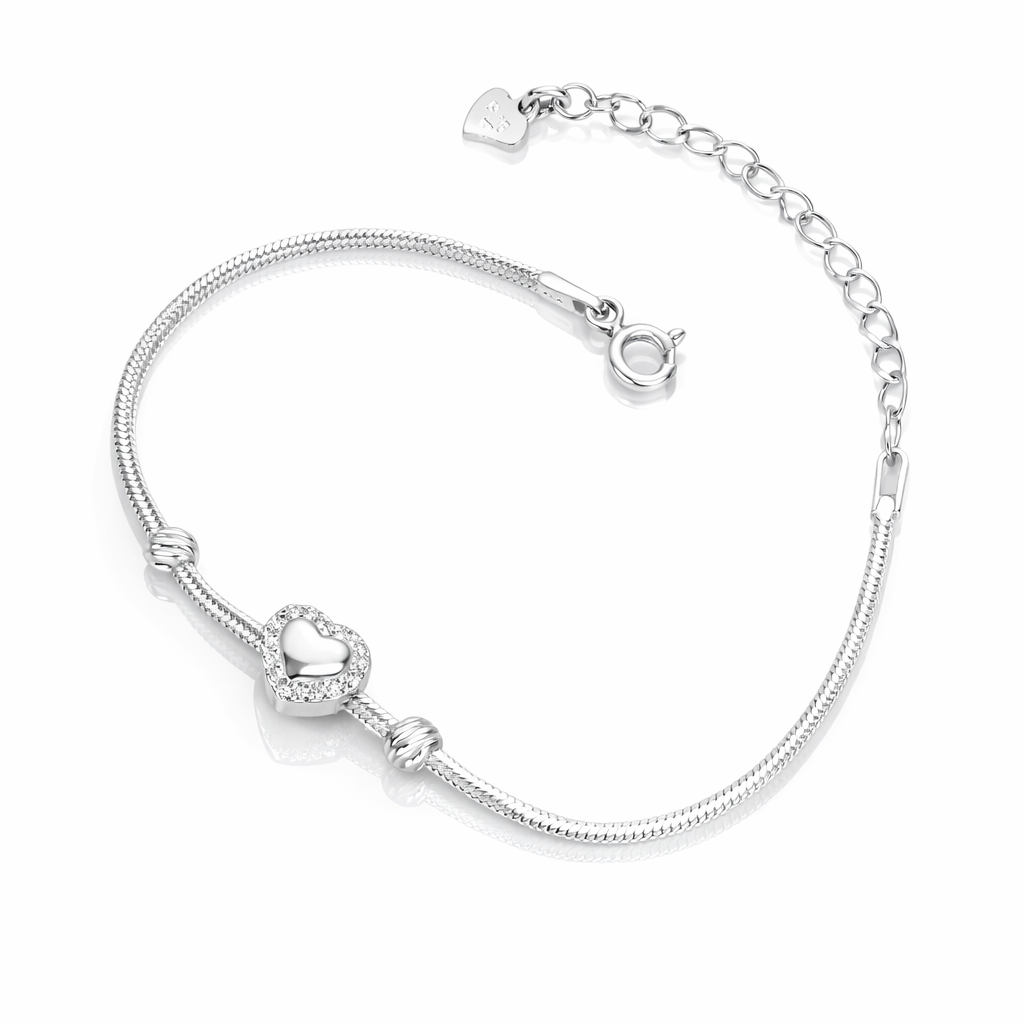 Brățară din Argint 925 „Inima Eternă” – Eleganță Delicată cu Zirconii Strălucitoare. BD 406