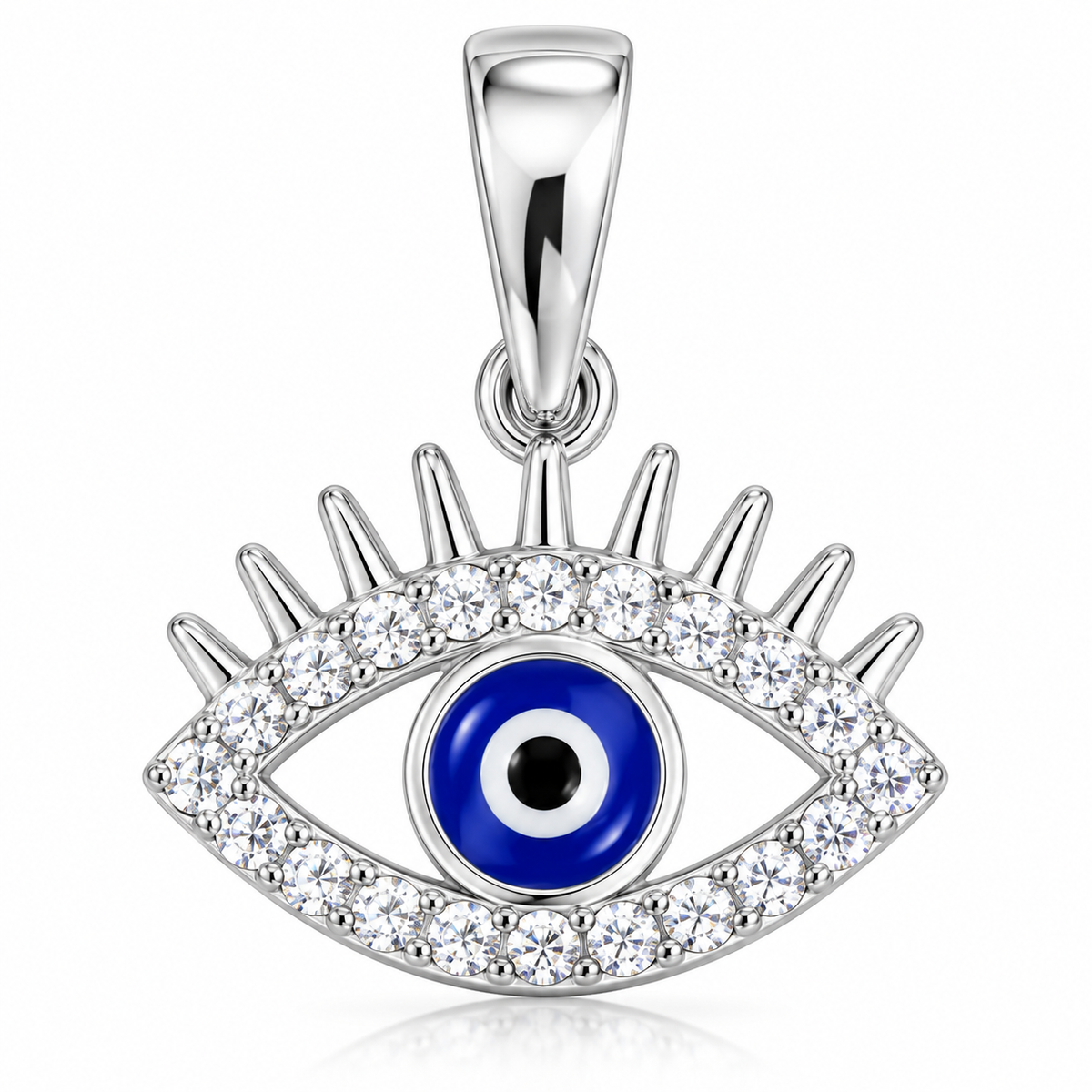 Pandantiv Ochi Protector din Argint 925 cu Zirconii și Ochi Albastru – Talisman Nazar.  P85