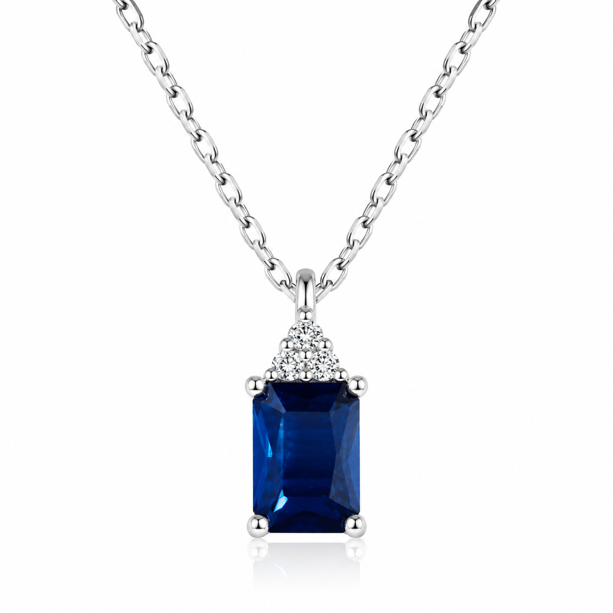 Colier Elegant din Argint 925 cu Pandantiv Albastru Safir și Zirconii Strălucitoare – 41+5 cm. C233