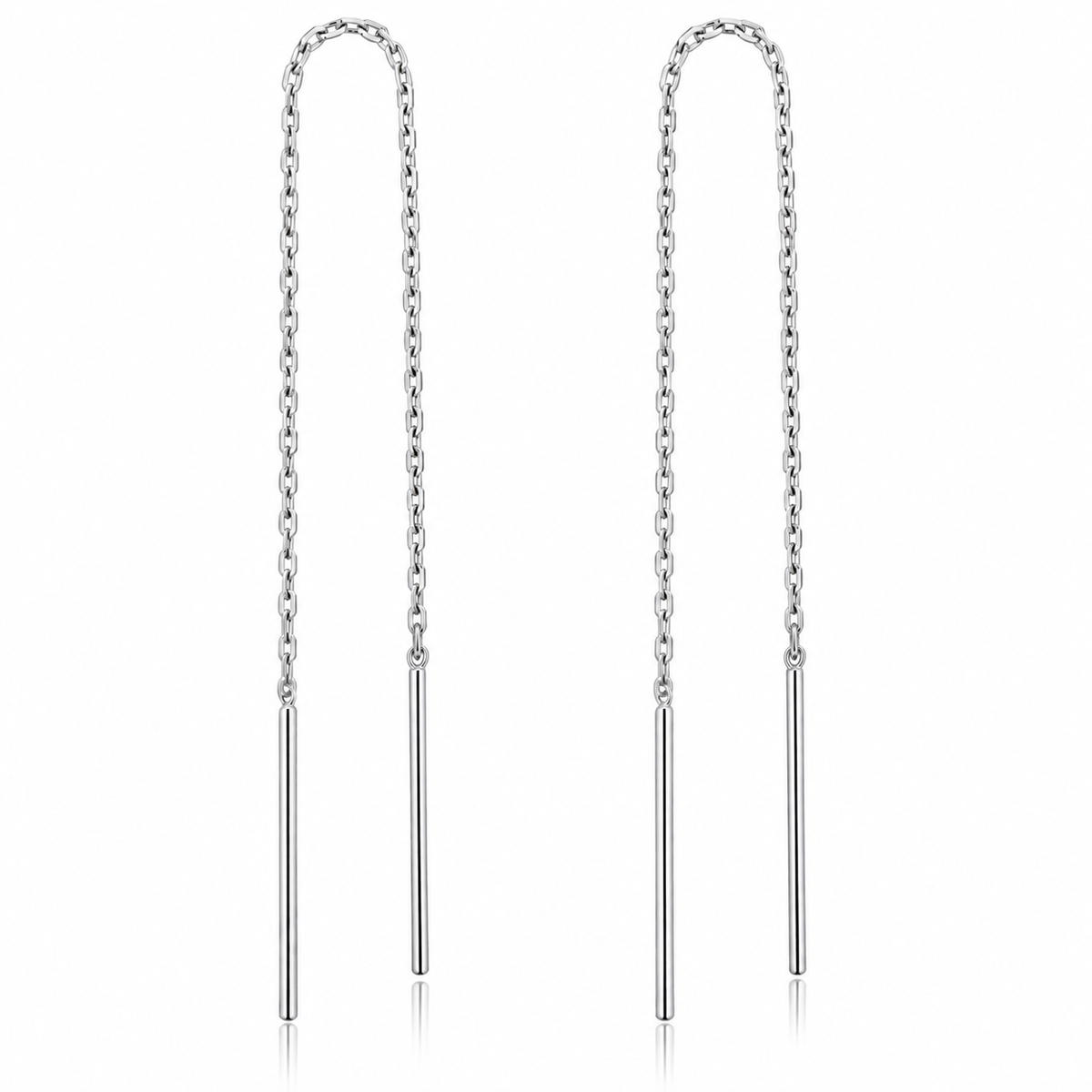 Cercei Lungi Tip Lanț cu Bare Fine din Argint 925 Rodiat – Eleganță Minimalistă, . CD704