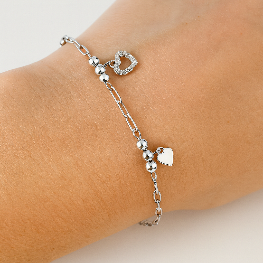 Brățară din Argint 925 cu Inimioare, Elegantă și rafinată