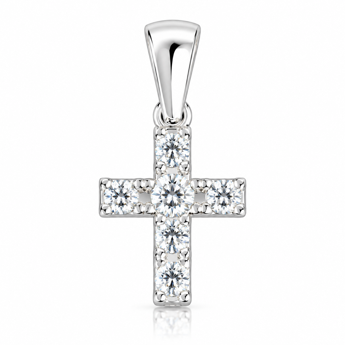 Pandantiv Cruce din Argint 925 cu Zirconii Albe Strălucitoare – Simbol al Credinței și Protecției, 10 × 8 mm. P88
