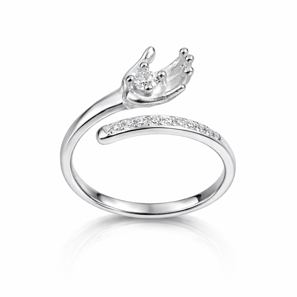 Inel Reglabil „Coroana Eternității” din Argint 925 cu Zirconii – Design Elegant, Mărime Ajustabilă. ID248