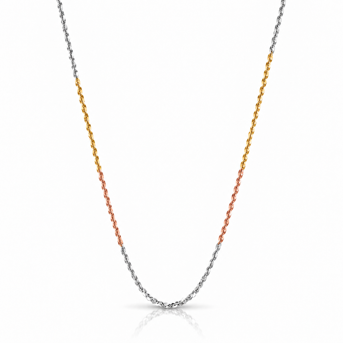 Lănțișor tricolor „Armonia Trio” din argint 925 rodiat, cu finisaje gold și rose gold, 45 cm. LD92-45