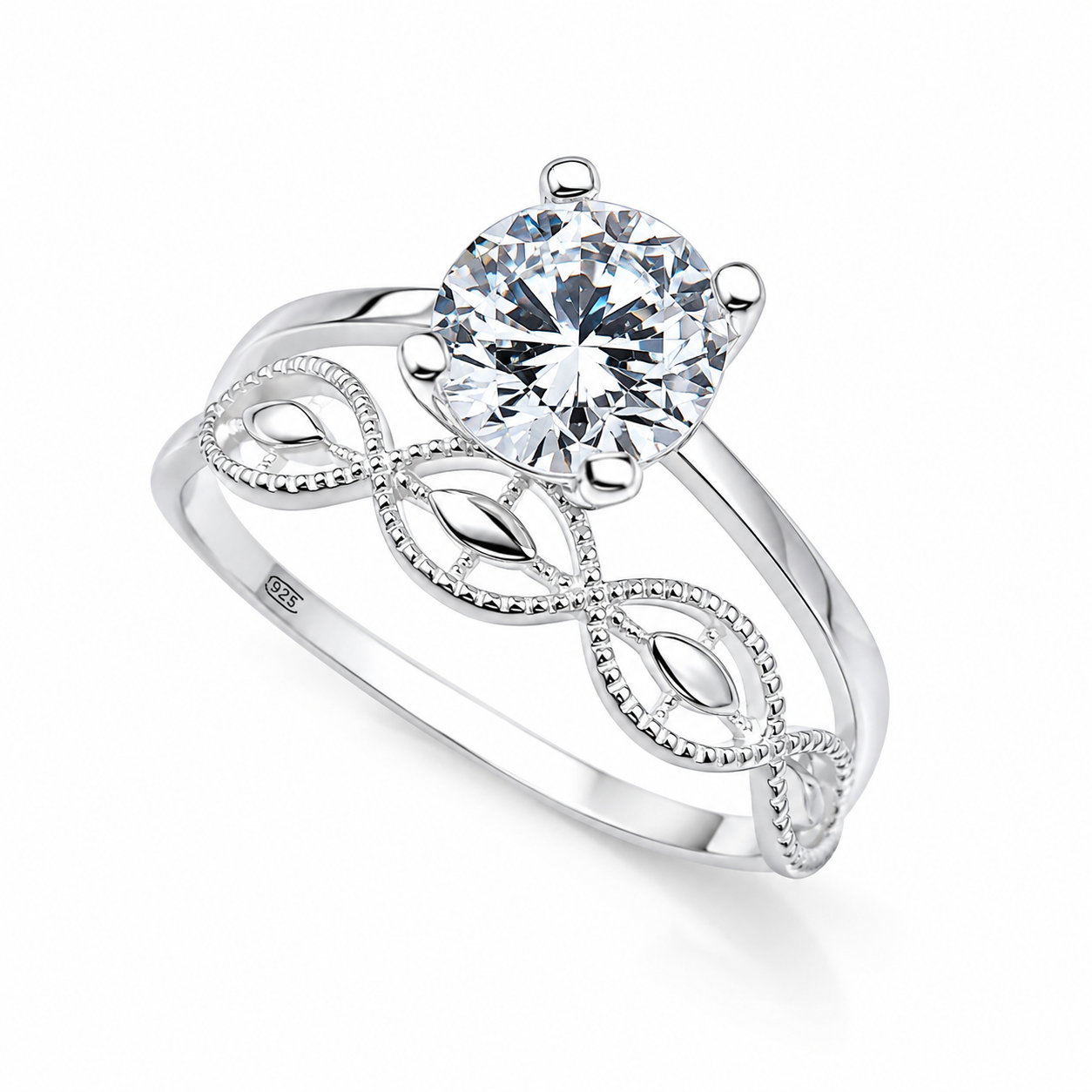 Inel „Éternelle Lumière” din Argint 925 cu Zirconiu Solitaire și Simbol Infinit. ID549