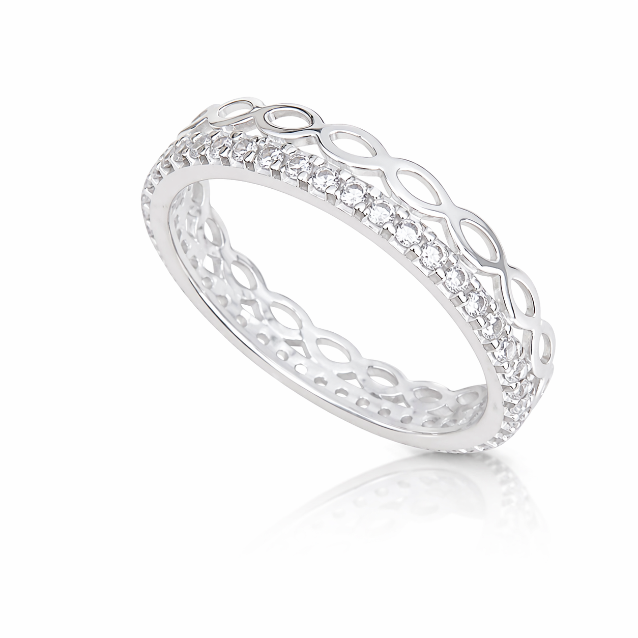 Inel argint 925 cu model infinit si zirconii