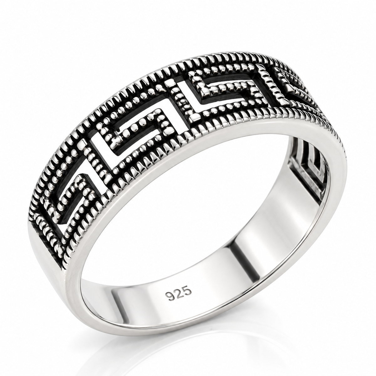 Inel din Argint 925 „Meandru Etern” – Model Grecesc Geometric, Design Antichizat. ID270