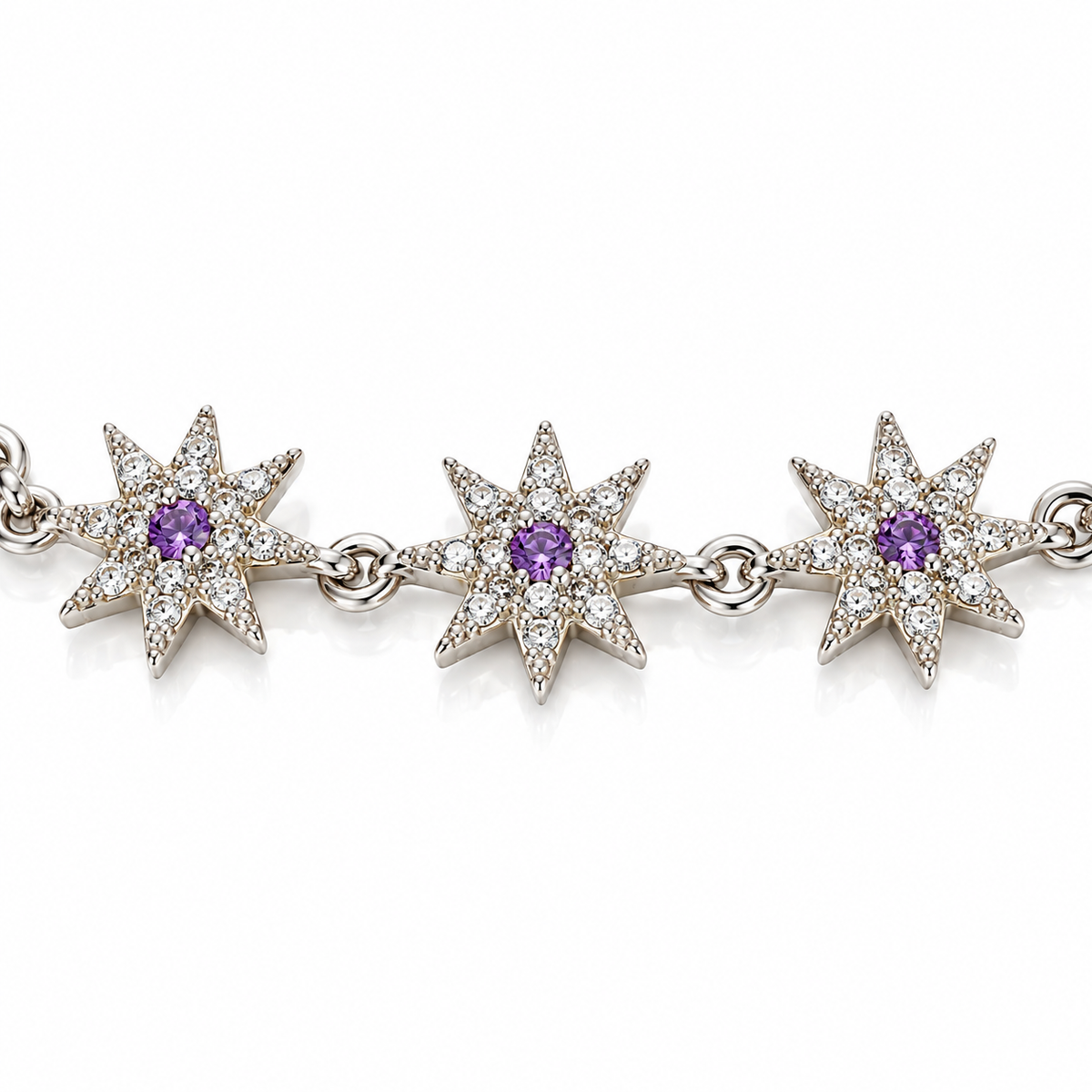 Brățară din Argint 925 „Constelația Violet” cu Stele și Zirconii