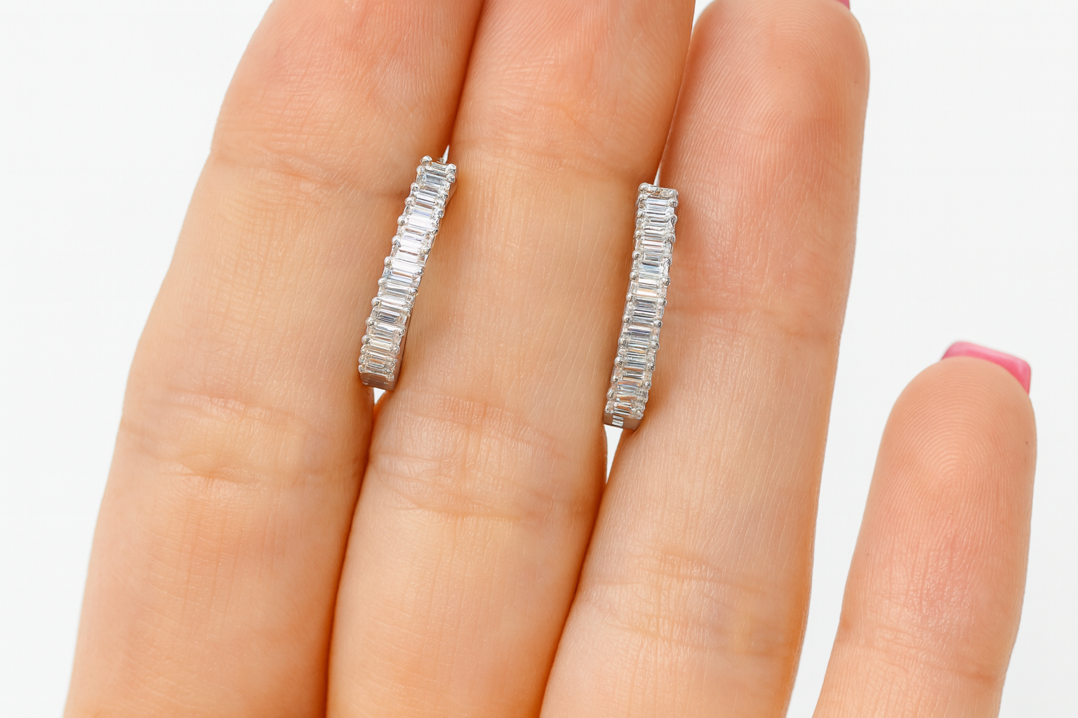 Cercei  Tenis Hoop Glamour Baguette din Argint 925, Strălucire Elegantă, Design Modern