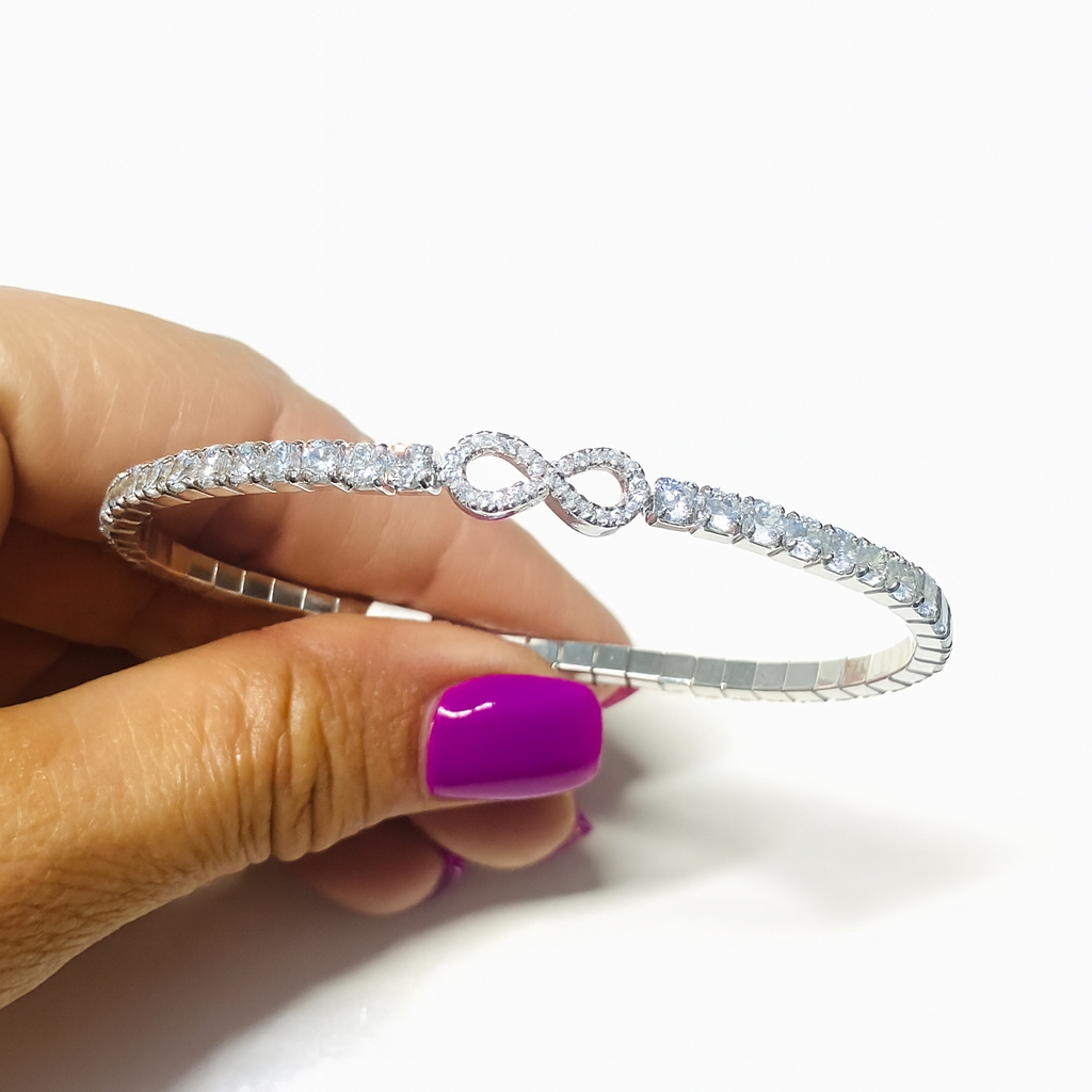 Brățară Tenis Elastică din Argint 925 cu Simbolul Infinit