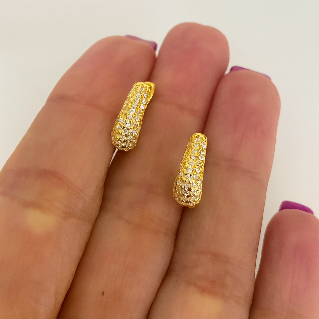 Cercei din Argint 925 Placat cu Aur 14K, Pave Zirconiu