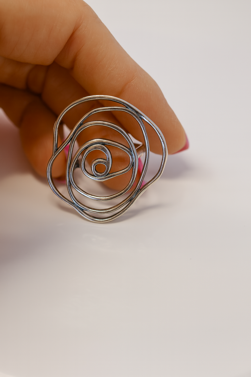 Inel Argint 925 Spiral Rose, Design Artistic Unic, mărimea 21