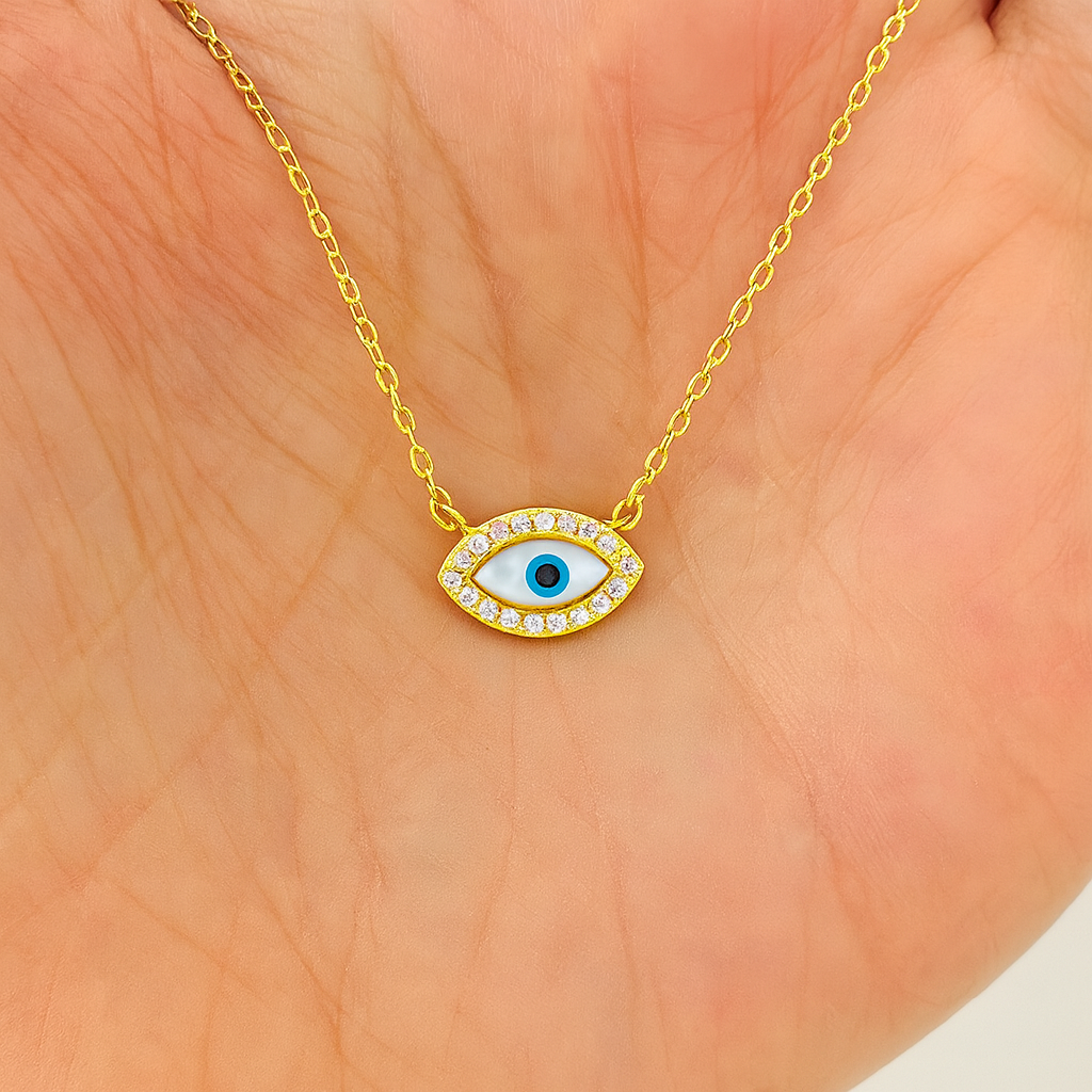 Colier Ochiul Norocului din Argint 925 Placat cu Aur 14K