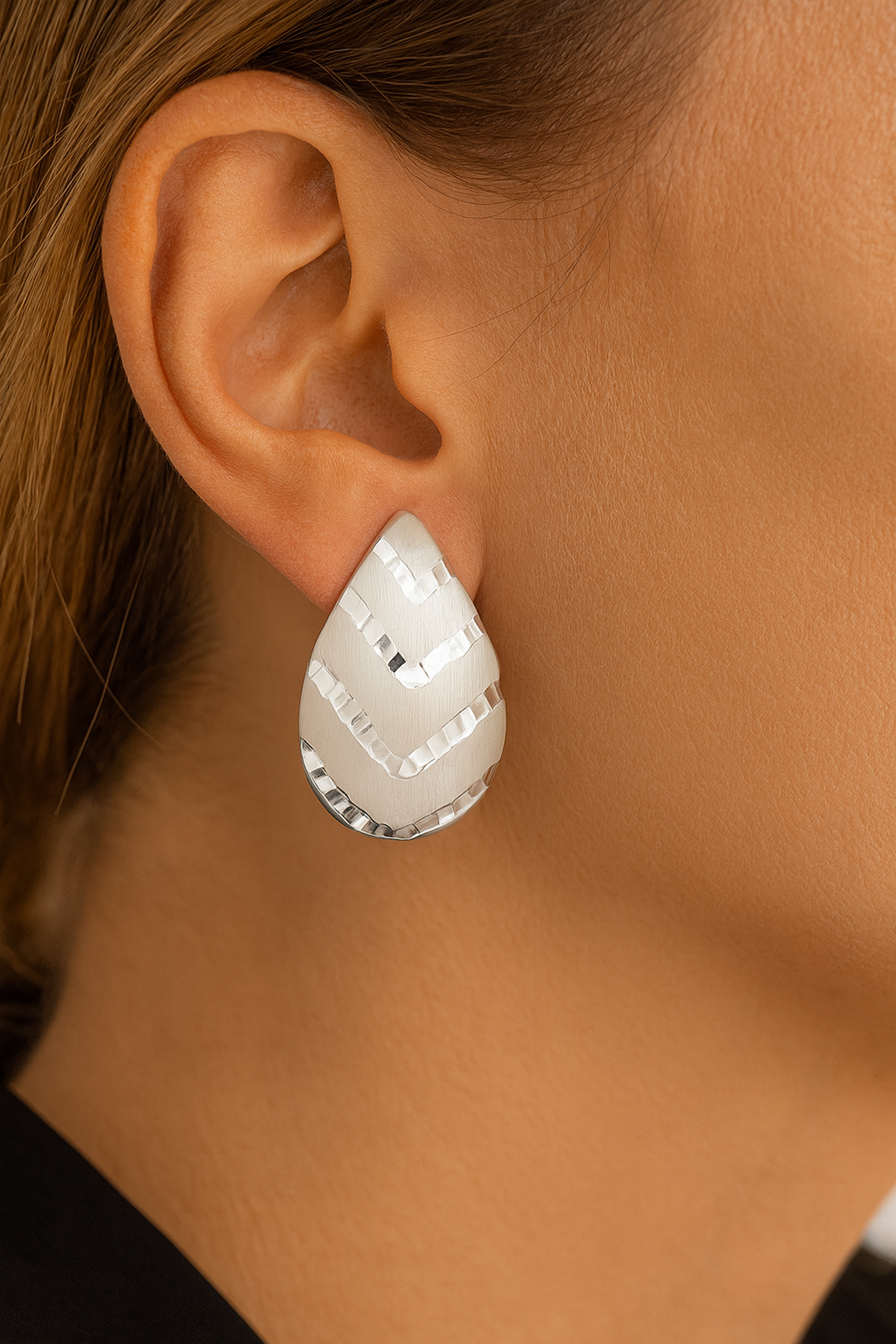 Cercei din Argint 925 Picătură Elegantă cu Model Geometric