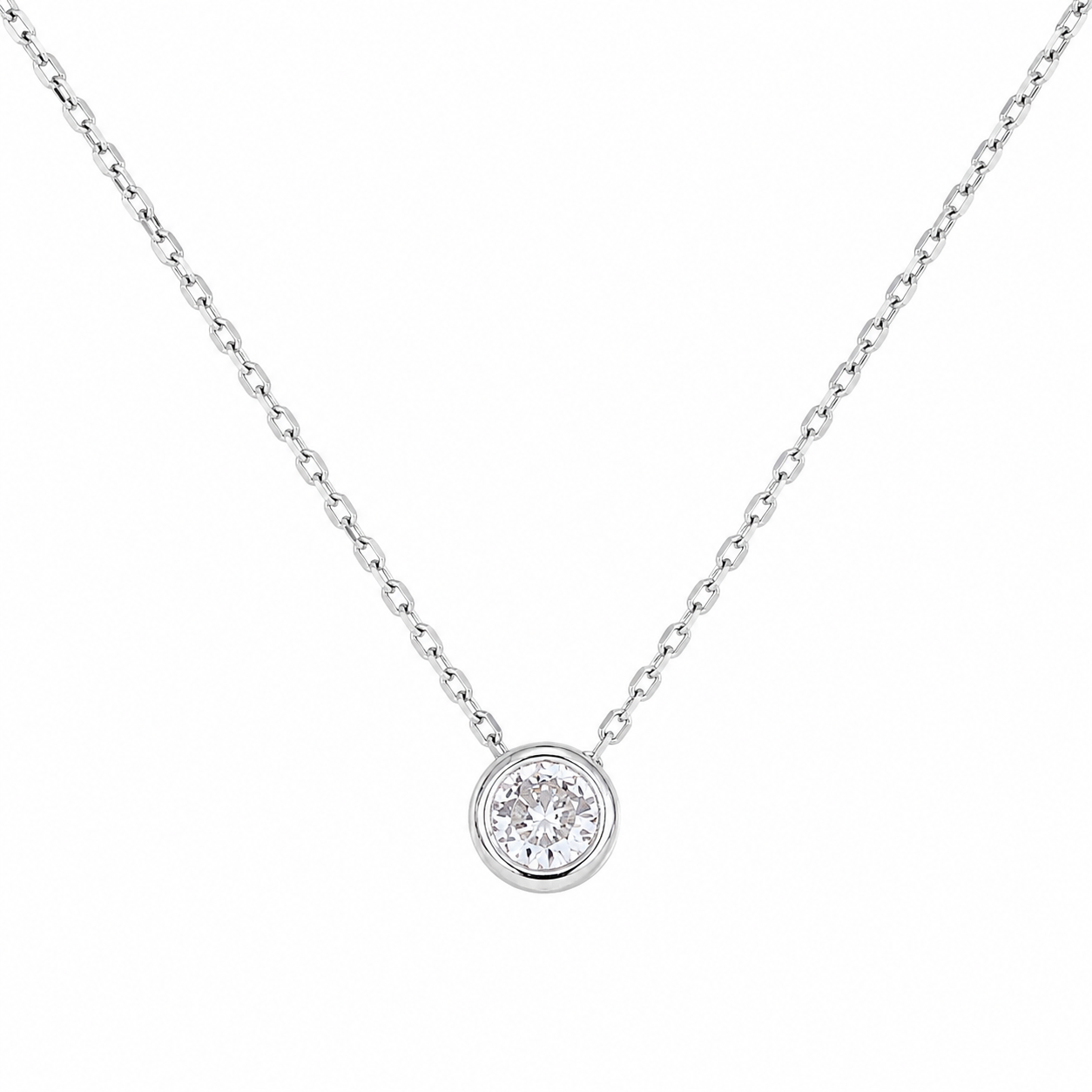 Colier Argint 925 cu Pandantiv Zirconiu 6 mm – Lant Fin Ajustabil 40+4 cm – Bijuterie Minimalista Eleganta.C235
