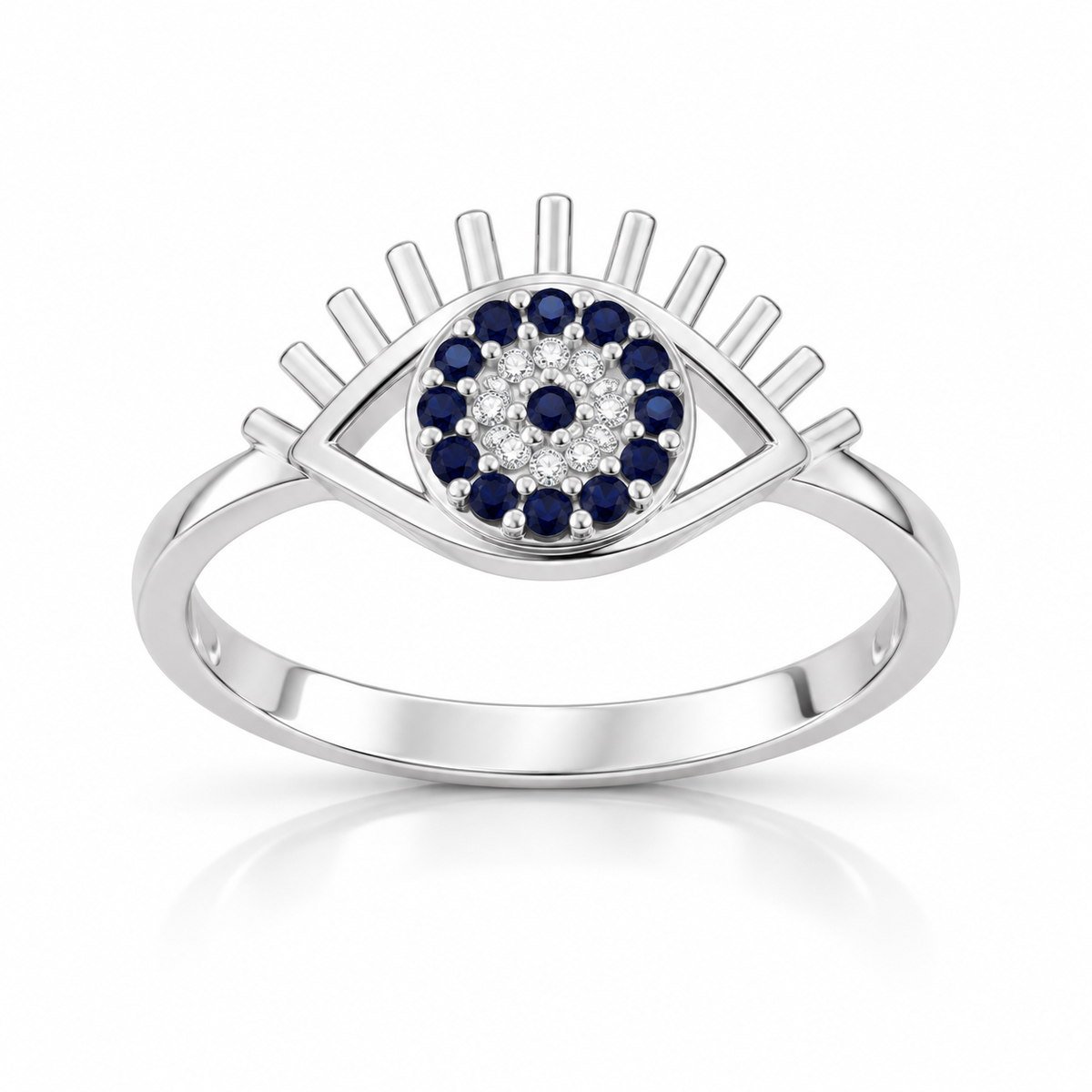 Inel din argint 925 „Privire de Safir” – Ochi protector cu pietre albastre. ID609