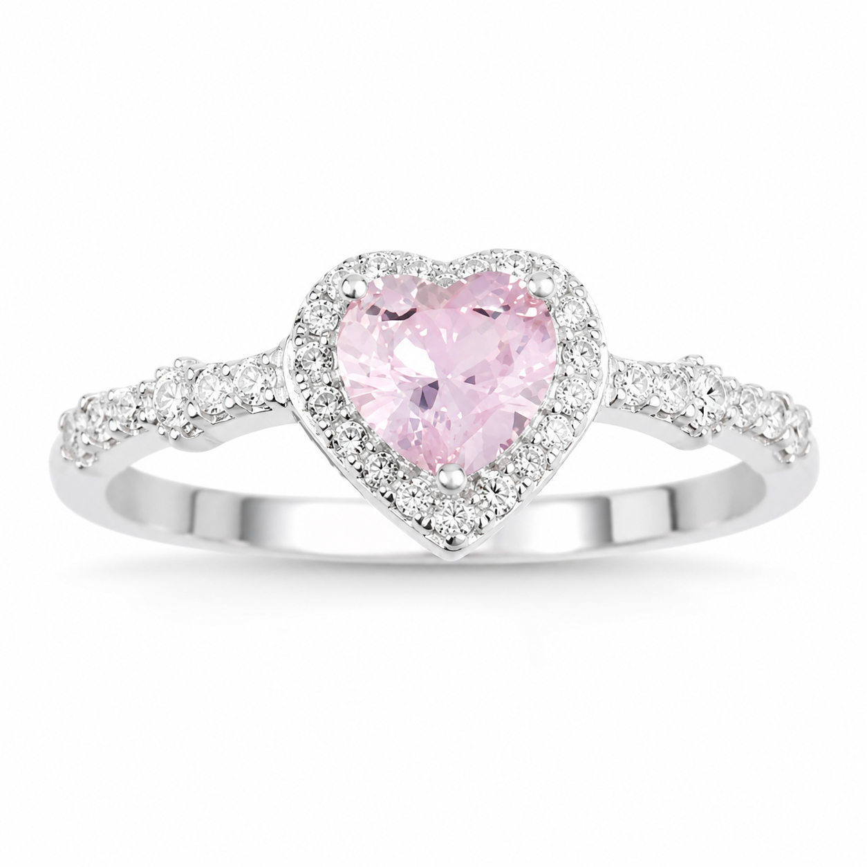 Inel din Argint 925 „Rosé Éternelle Heart” – Inel Elegant cu Zirconiu Roz în Formă de Inimă. ID539