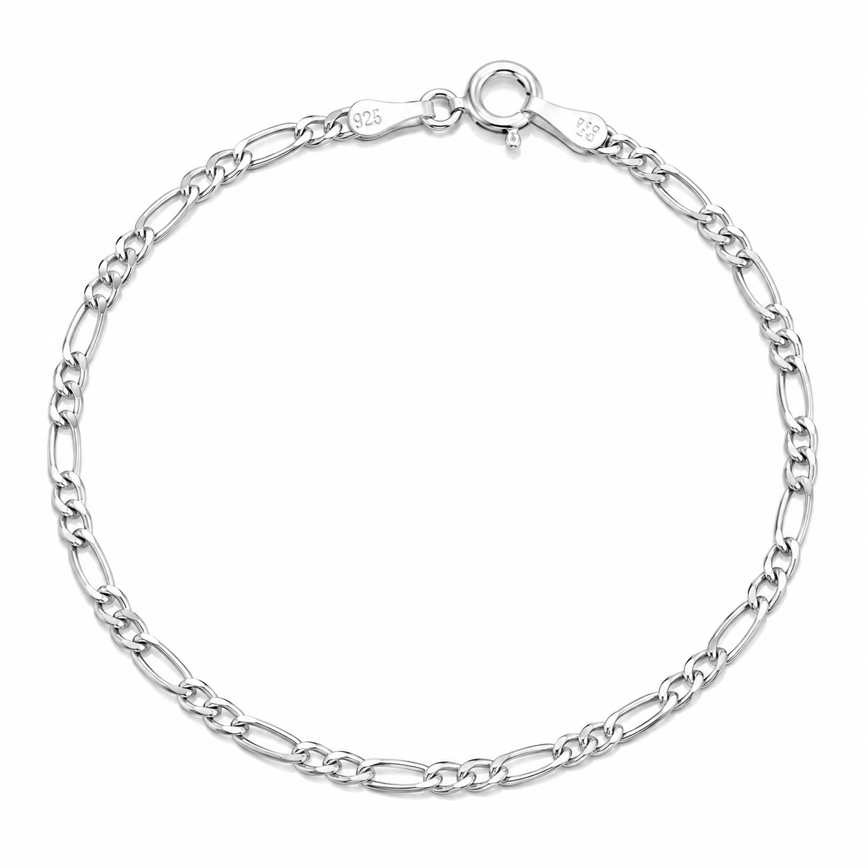 Brățară Figaro din Argint 825 pentru Damă și Bărbat, 18 cm, 2 mm, Elegantă și Versatilă. BB56
