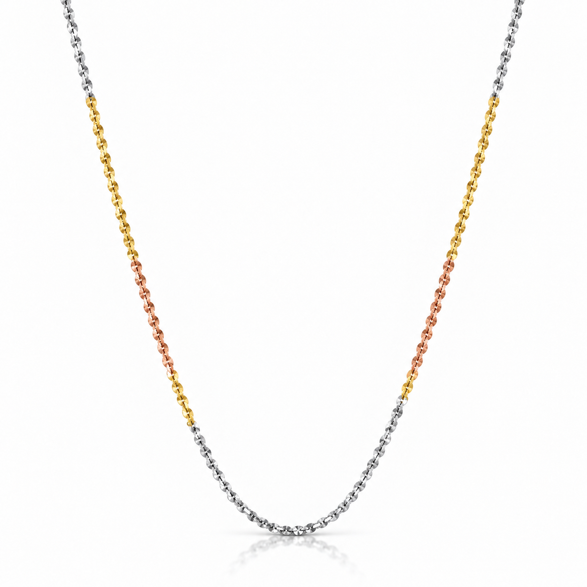 Lănțișor tricolor „Armonia Trio” din argint 925 rodiat, cu finisaje gold și rose gold, 45 cm. LD92-45