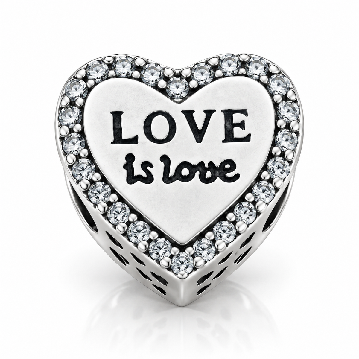 Charm inimă „Amour Libre” din argint 925, Love Is Love, compatibil Pandora. T248