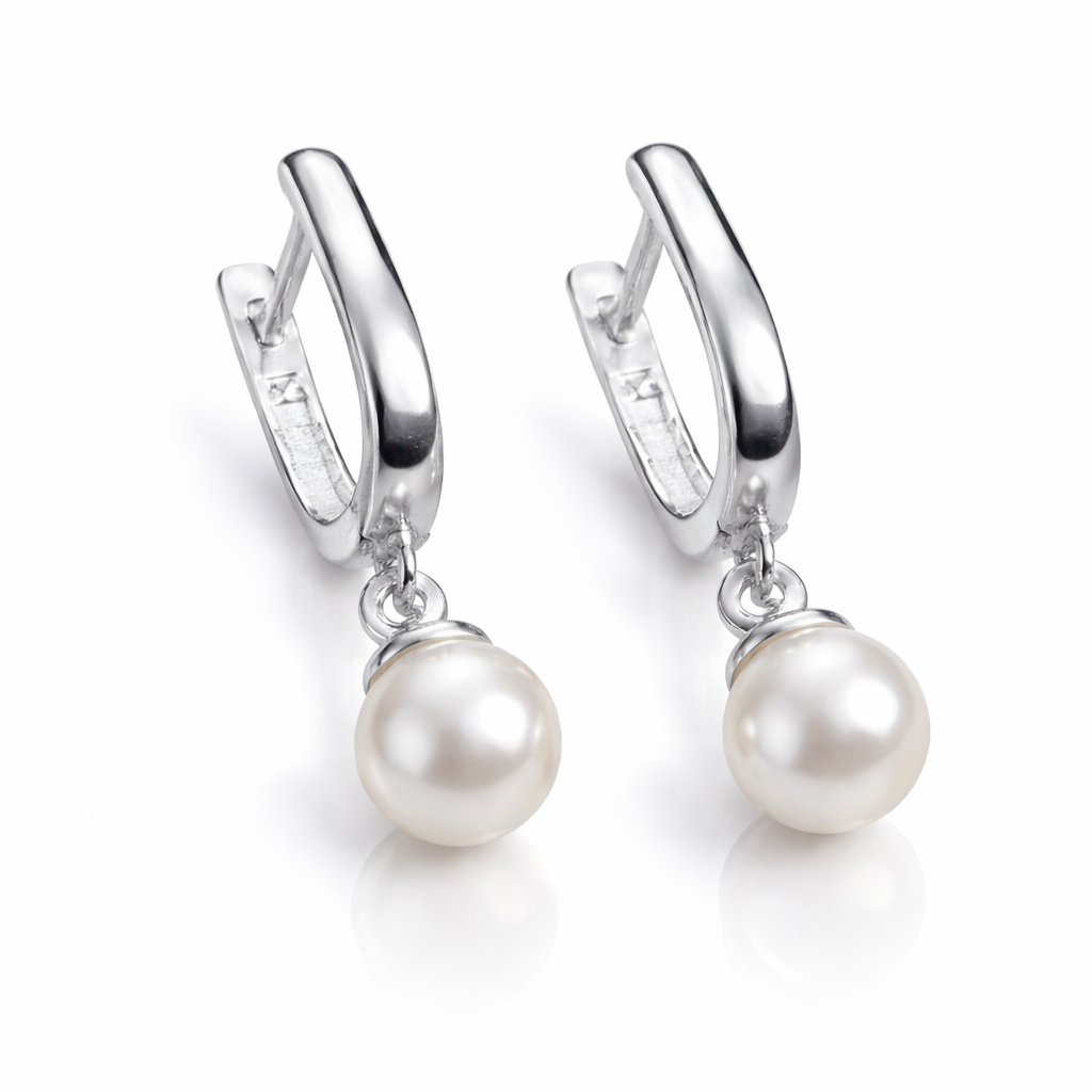 Cercei din Argint 925 „Perla Luminii” – Eleganță Clasică cu Perlă Albă. CD547