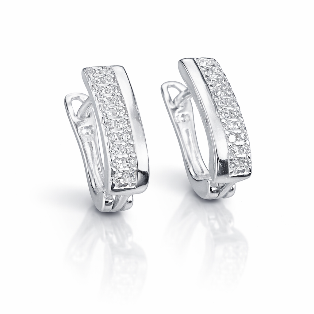 Cercei Copii din Argint 925 cu Zirconii – Model pentru Fetițe, Tortiță Sigură. CD519