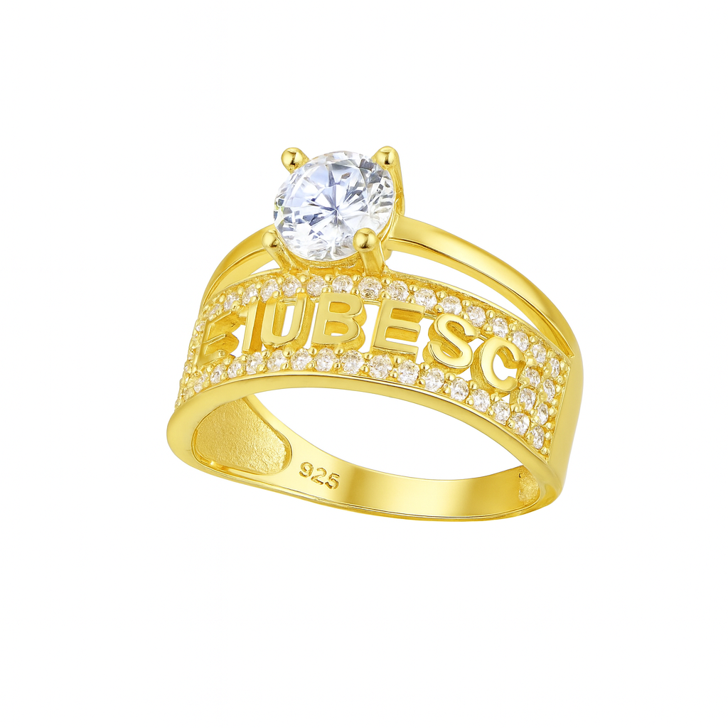 Inel romantic din argint 925 placat cu aur de 14k, cu zirconiu strălucitor și gravură „Te Iubesc”, bijuterie cadou pentru femei.