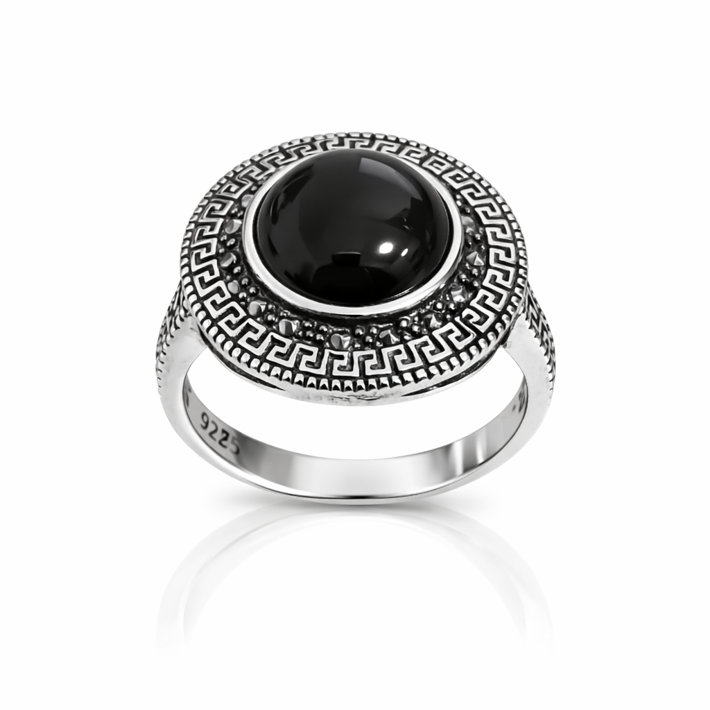 Inel Magnus Obscurus – Argint 925 cu Onyx Negru și Marcasite. ID506