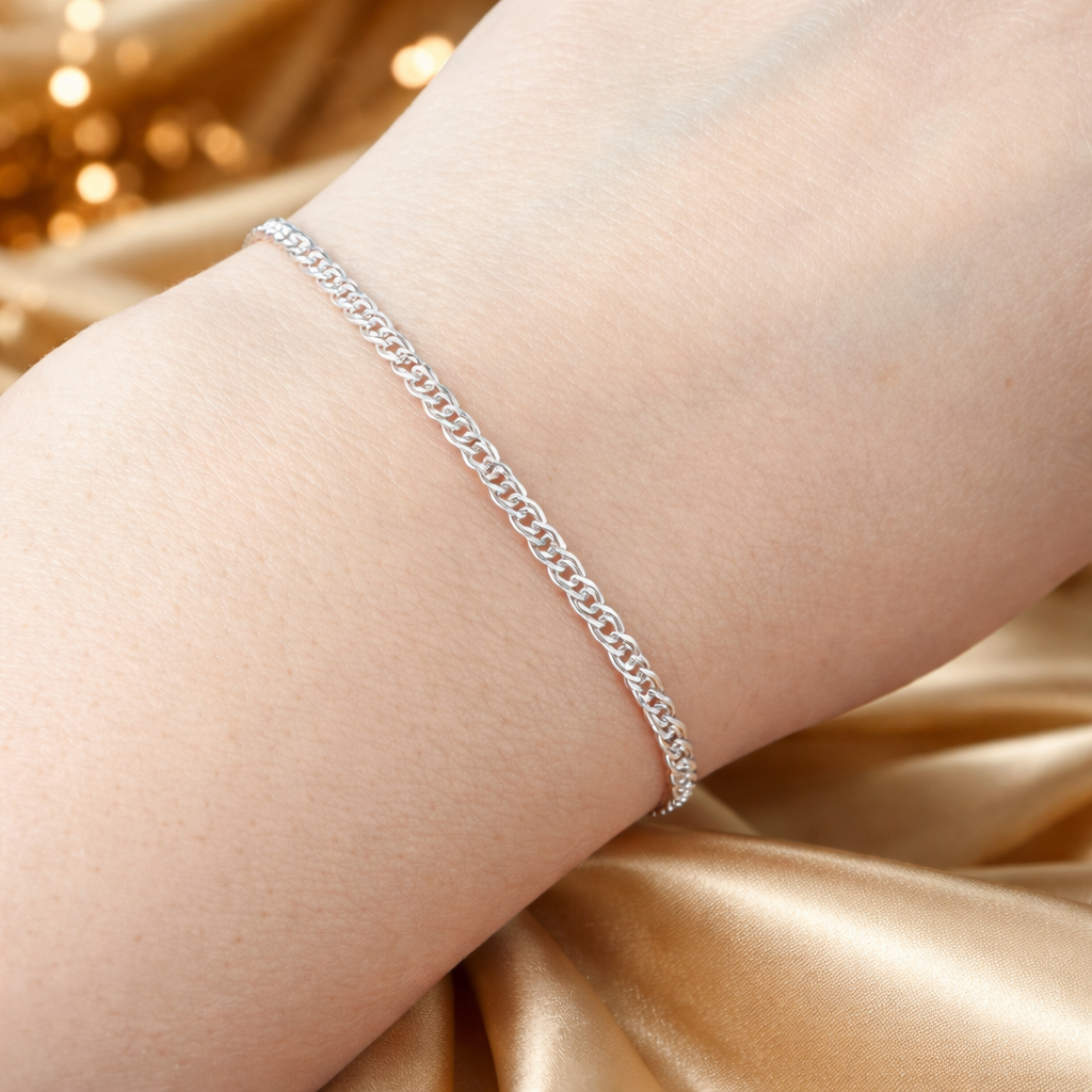 Brățară Unisex Argint 925 „Pure Chain” 17.5 cm – Lățime 2.5 mm, Lanț Fin Clasic. BD378