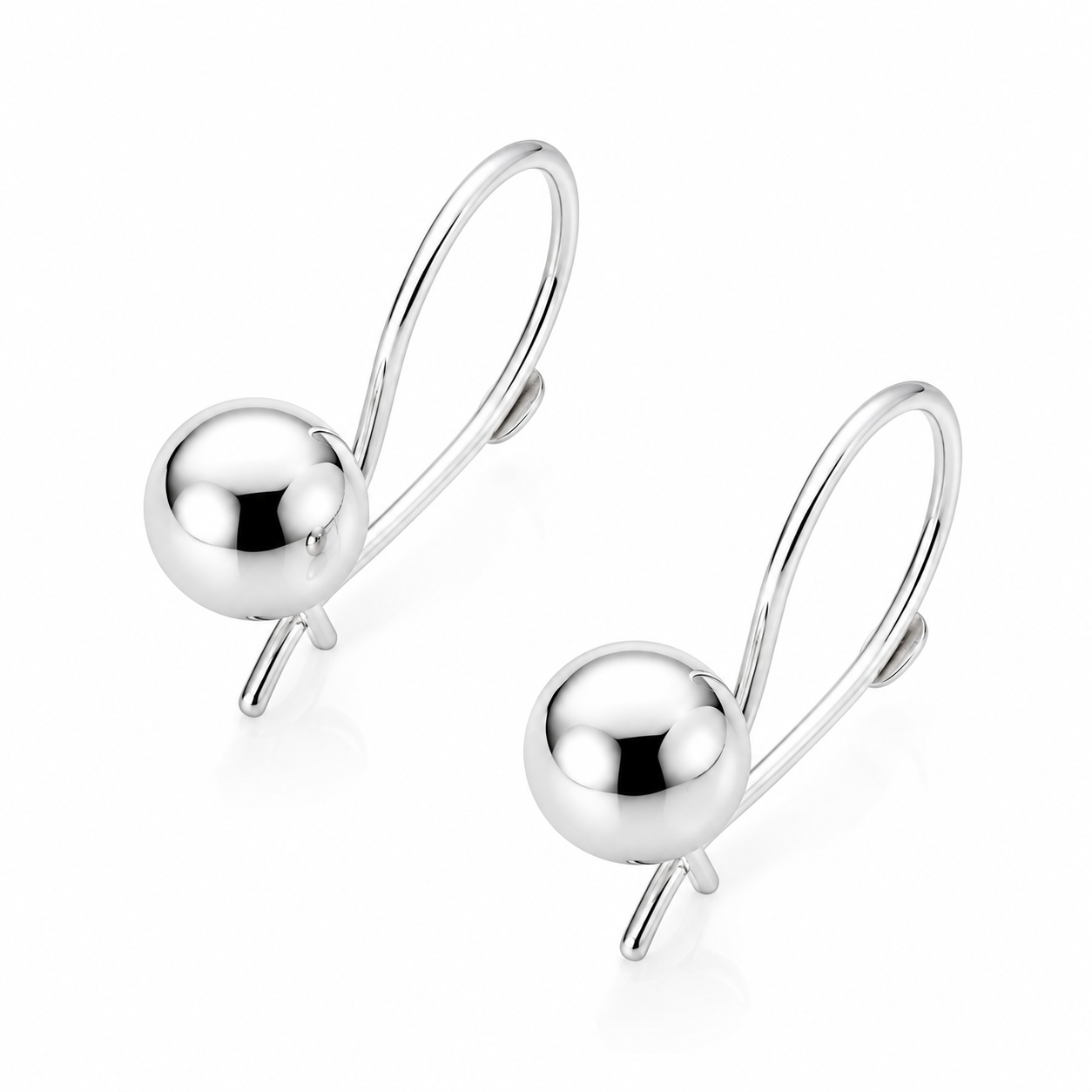 Cercei din Argint 925 „Luna Éclat” – Eleganță Minimalistă cu Bilă Lucioasă. CD598