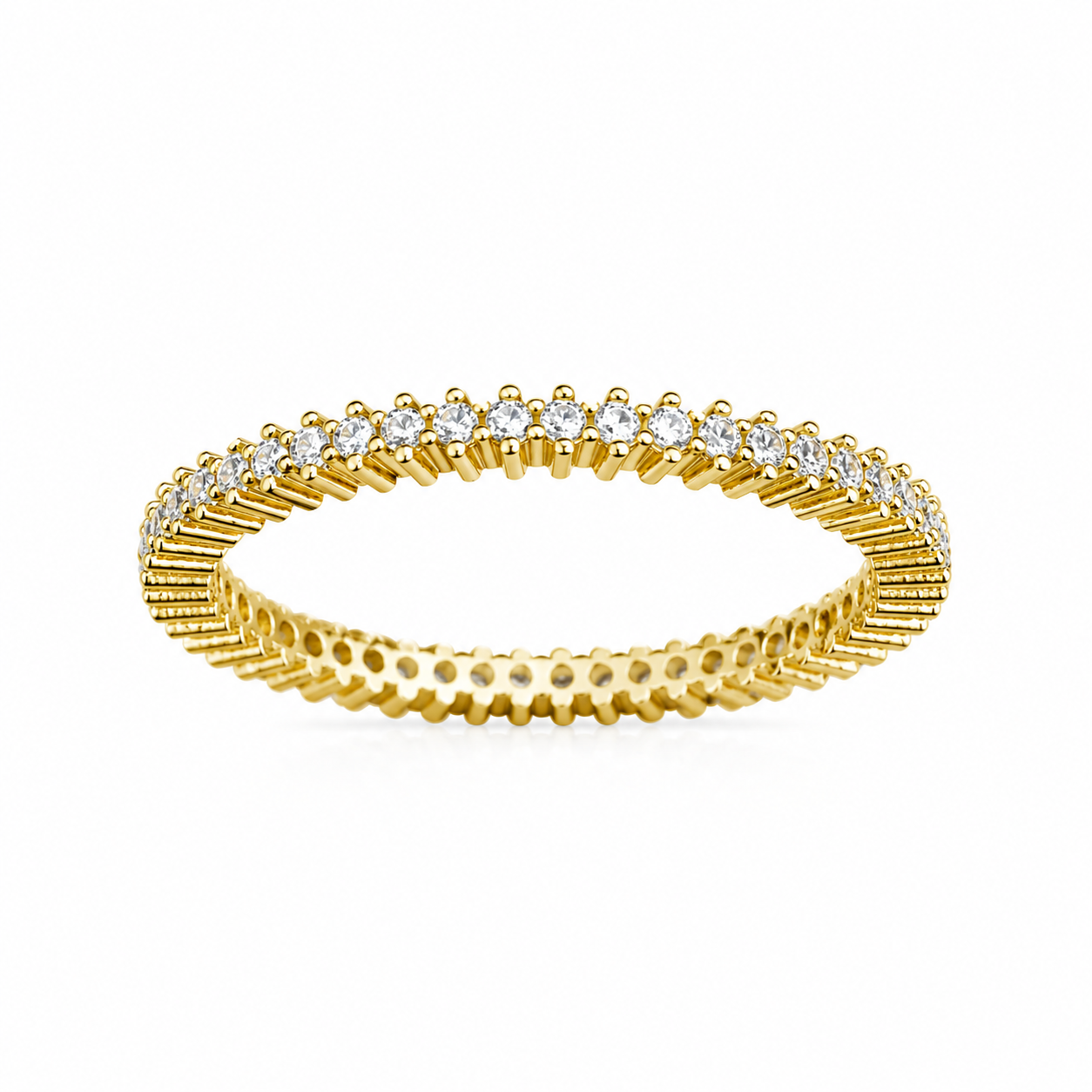 Inel tennis argint 925 placat cu aur 14k cu zirconii